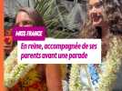 Miss France 2026 accompagnée de ses parents avant une parade à Tahiti
