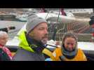VIDÉO. Trophée Jules Verne. "Elle me fait penser à Ellen Mac Arthur": Thomas Coville accueille Alexia Barrier à Brest
