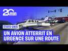 Un petit avion atterrit en urgence sur une route aux états-Unis