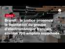 VIDÉO. Brandt : la justice prononce la liquidation du groupe d'électroménager français, environ 700 emplois supprimés