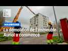 La démolition de l'immeuble Auriol à Maubeuge
