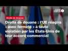 VIDÉO. Droits de douane : l'UE réagira « avec fermeté » à toute violation par les États-Unis de leur accord commercial