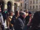Jean-Michel Aulas arrive à l'hôtel de ville