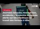 VIDÉO. Journées longues, revenus bas, accidents... Médecins du monde alerte sur les conditions de travail des livreurs à vélo