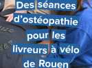 Des séances d'ostéopathie pour les livreurs à vélo de Rouen