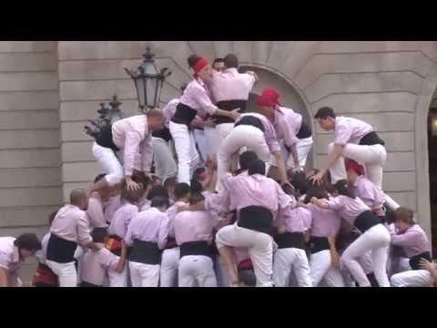catalan castell human towers in barcelona, catalonia, spain
